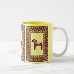 Framed Dalarna Horse Two-Tone Coffee Mug