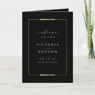 Framed Elegance Black Simple Modern Classy Wedding Programme