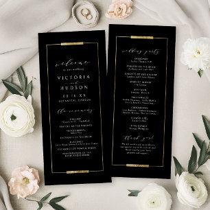 Framed Elegance Black Simple Modern Classy Wedding Programme