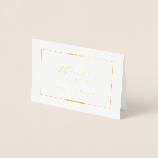 Framed Elegance Gold Simple Modern Classy Wedding Foil Card (Front)