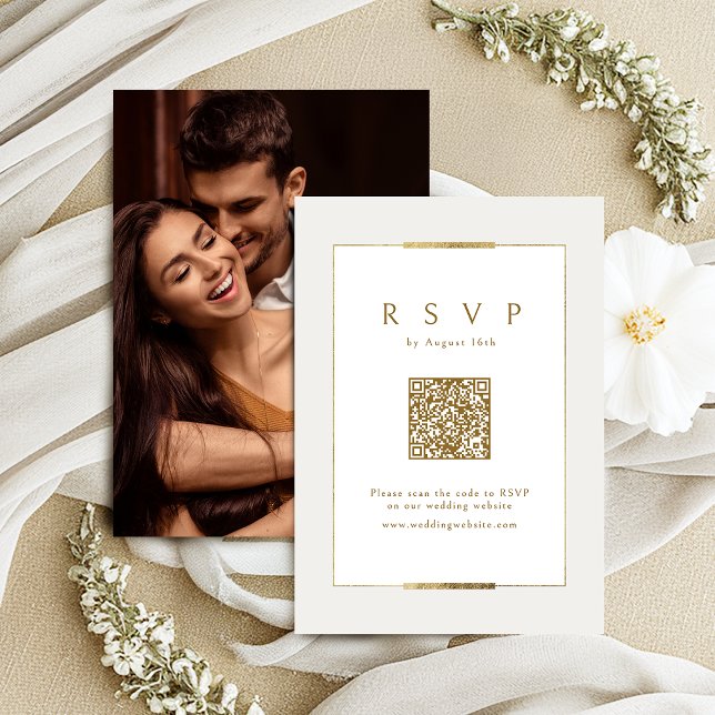 Framed Elegance Modern Classy QR code Wedding RSVP Card (Framed Elegance Modern Classy QR code Wedding RSVP Card)