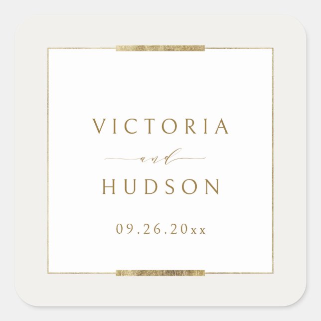 Framed Elegance Simple Modern Classy Wedding Square Sticker (Front)