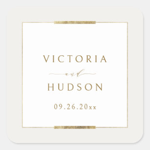 Framed Elegance Simple Modern Classy Wedding Square Sticker