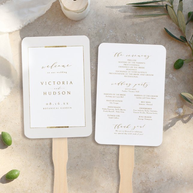 Framed Elegance Simple Modern Wedding program Hand Fan (Framed Elegance Simple Modern Wedding program Hand Fan)