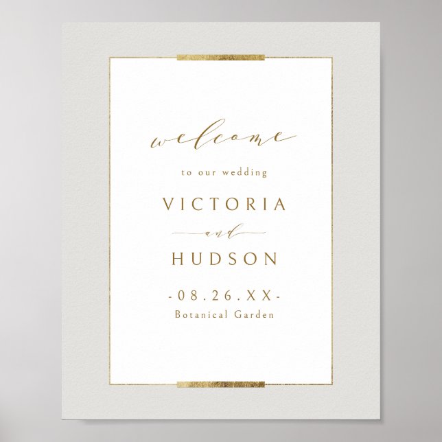 Framed Elegance Simple Modern Wedding Welcome Poster (Front)