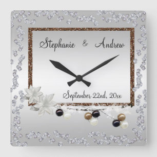 Framed Elegance Wedding Square Wall Clock