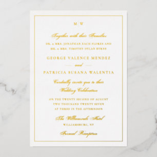Framed Elegant Monogram Gold Foil Wedding Invite