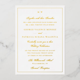 Framed Elegant Monogram Gold Foil Wedding Invite