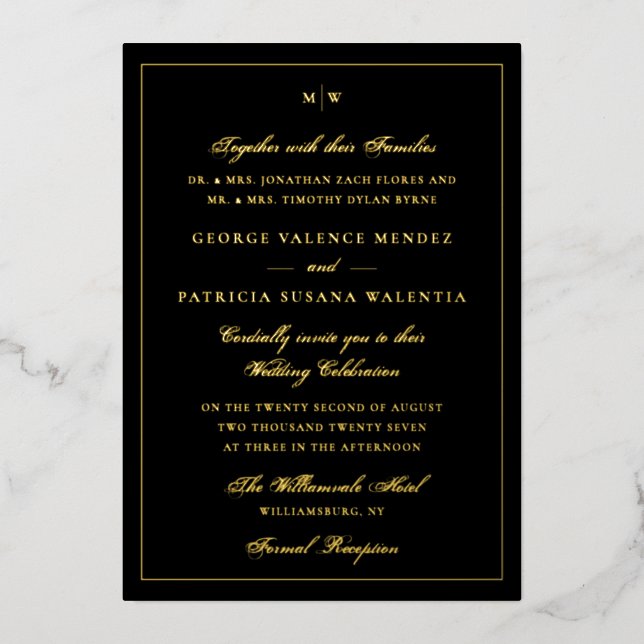 Framed Elegant Monogram Tuxedo Black Wedding (Front)