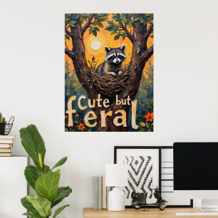 Framed Feral: Raccoon's Cozy Spot Poster