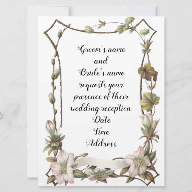 Framed Floral Wedding Invitation (Front)