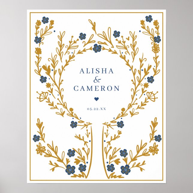 Framed Gold Fingerprint Tree Wedding Guest Book (Front)