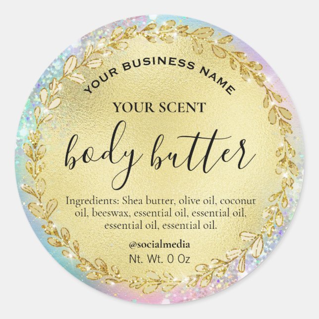 Framed Gold Leaf Cotton Candy Body Butter Labels (Front)