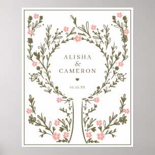Framed Green Fingerprint Tree Wedding Guest Book