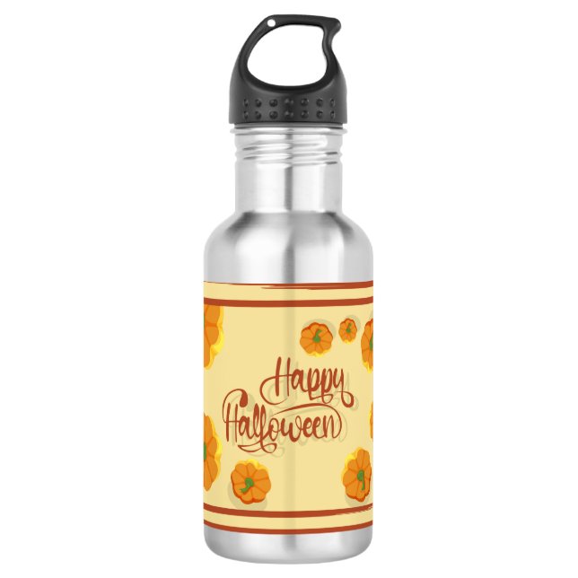 Framed greeting card Happy Halloween typography   532 Ml Water Bottle (Front)