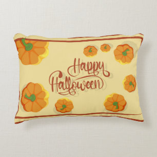 Framed greeting card Happy Halloween typography Decorative Cushion