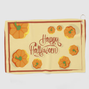 Framed greeting card Happy Halloween typography Golf Towel