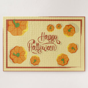 Framed greeting card Happy Halloween typography Jigsaw Puzzle