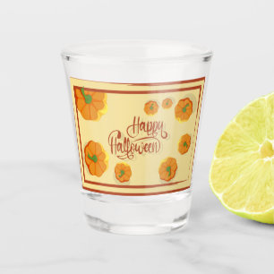 Framed greeting card Happy Halloween typography Shot Glass