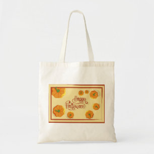 Framed greeting card Happy Halloween typography Tote Bag