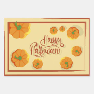 Framed greeting card Happy Halloween typography Wrapping Paper Sheet