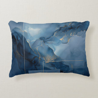 Framed Haze Blue Teal Geometric Abstract Decorative Cushion