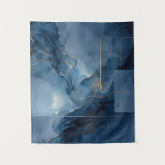 Framed Haze Blue Teal Geometric Abstract Tapestry