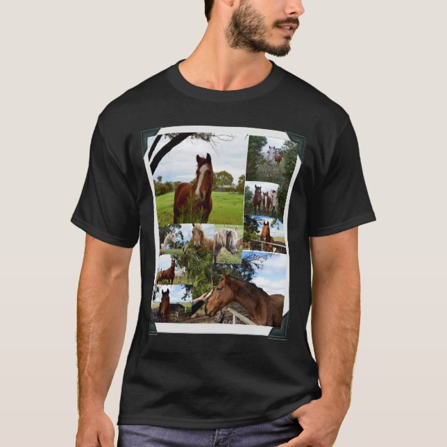 Framed Horses In A Photo Collage , T-Shirt (Front)