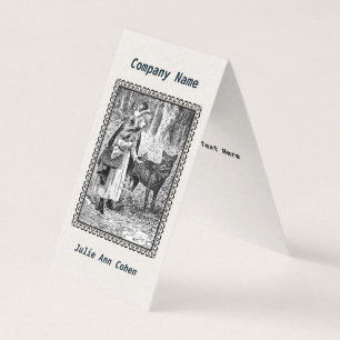 Framed Illustration Black White Riding Hood Wolf Business Card