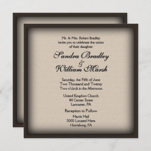 Framed Leather Look Wedding Invitation