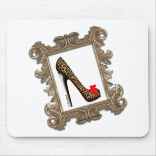 Framed Leopard Stiletto Pump Mouse Mat