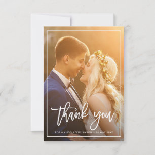 framed love script wedding photo thank you card