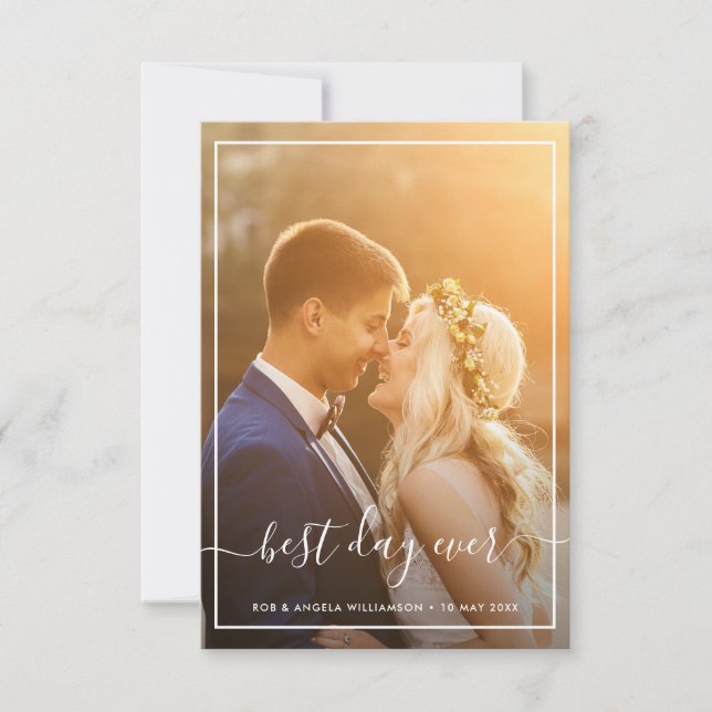 framed love wedding photo thank you card (Front)