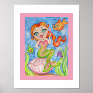 Framed Mermaid Wall Art Print