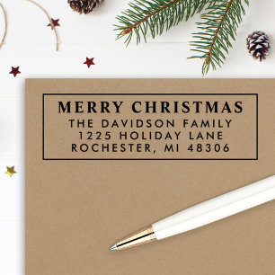 Framed Merry Christmas Holiday Return Address Self-inking Stamp
