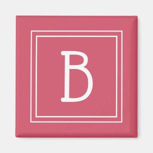 Framed Modern Monogram Letter Initial Girly Pink Magnet
