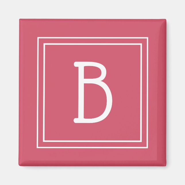Framed Modern Monogram Letter Initial Girly Pink  Magnet (Front)
