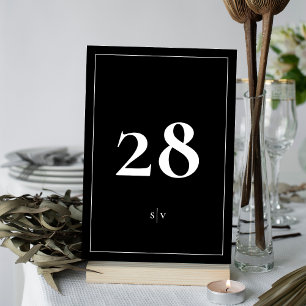 Framed Monogram Elegant Tuxedo Black Wedding Table Number