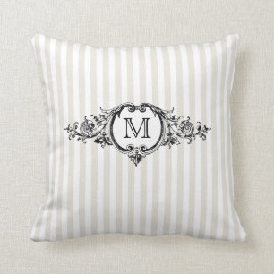 Framed Monogram On Stripes Cushion
