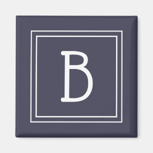 Framed Monogrammed Midnight Blue & White Initial Magnet