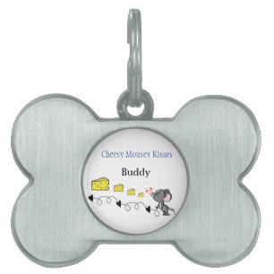Framed Pet Tag Mousey Cheesy Kisses Puppy Dog 