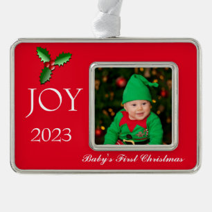 Framed Photo Ornament-Baby's First Christmas Chris Silver Plated Framed Ornament
