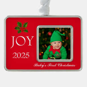 Framed Photo Ornament-Baby's First  Silver Plated Framed Ornament