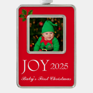 Framed Photo Ornament-Baby's First  Silver Plated Framed Ornament