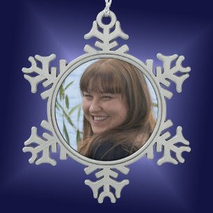 Framed Photo  Snowflake Pewter Christmas Ornament