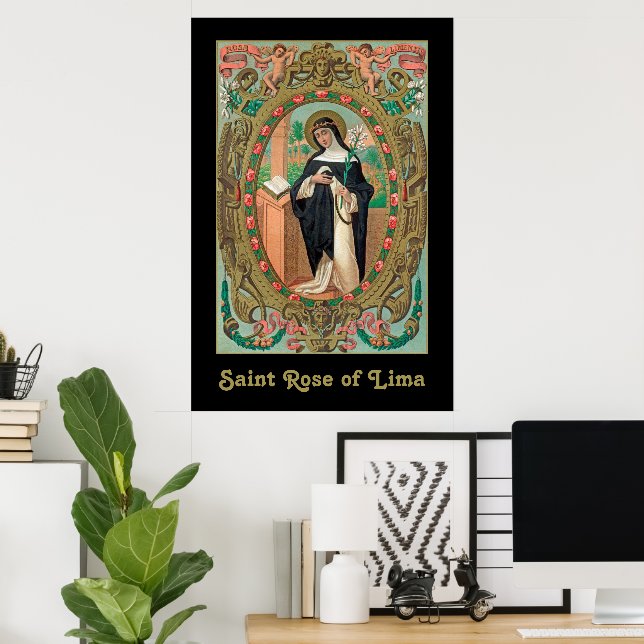 Framed Portrait of St. Rose of Lima (K 48) Poster (Home Office)