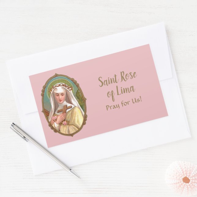 Framed Portrait of St. Rose of Lima (M 024b) Rectangular Sticker (Envelope)