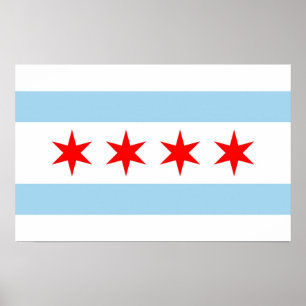 Framed print with Flag of Chicago, U.S.A.