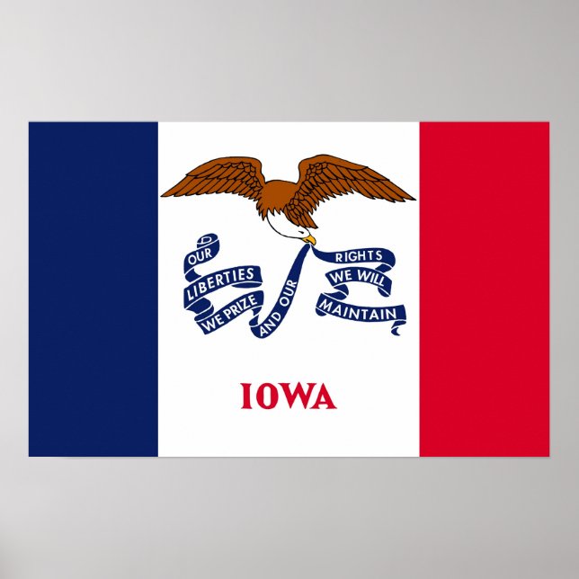 Framed print with Flag of Iowa, U.S.A. (Front)