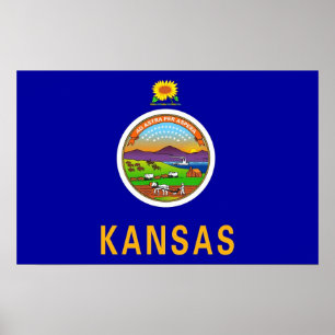 Framed print with Flag of Kansas, U.S.A.